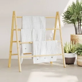Escalera toallero doble con 4 peldaños bambú 90x50x100 cm de , Toalleros - Ref: Foro24-368036, Precio: 38,42 €, Descuento: %