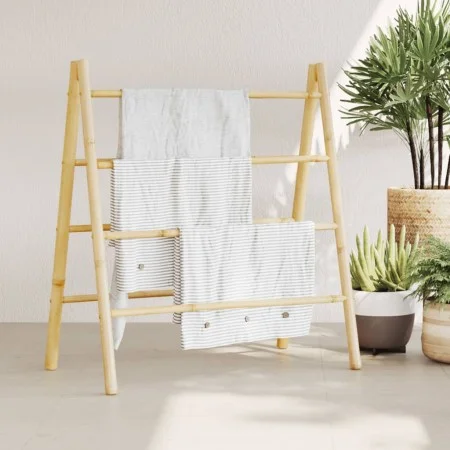 Escalera toallero doble con 4 peldaños bambú 90x50x100 cm de , Toalleros - Ref: Foro24-368036, Precio: 38,42 €, Descuento: %