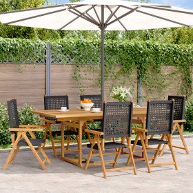 Set de comedor de jardín 7 pzas ratán PE madera acacia negro de , Conjuntos de jardín - Ref: Foro24-3281730, Precio: 809,57 €...