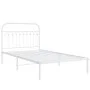 Metal bed frame with white headboard 107x203 cm by , Beds and slatted bases - Ref: Foro24-376645, Price: 87,41 €, Discount: %