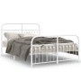 Estructura cama con cabecero y estribo metal blanco 137x190 cm de , Camas y somieres - Ref: Foro24-376666, Precio: 121,31 €, ...