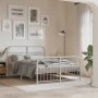 Estructura cama con cabecero y estribo metal blanco 137x190 cm de , Camas y somieres - Ref: Foro24-376666, Precio: 121,31 €, ...