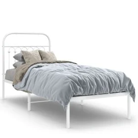 Metallbettgestell mit weißem Kopfteil 75x190 cm von , Betten und Lattenroste - Ref: Foro24-376639, Preis: 60,06 €, Rabatt: %