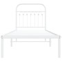 Estructura de cama de metal con cabecero blanco 75x190 cm de , Camas y somieres - Ref: Foro24-376639, Precio: 60,80 €, Descue...