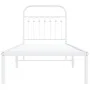 Metal bed frame with white headboard 75x190 cm by , Beds and slatted bases - Ref: Foro24-376639, Price: 60,06 €, Discount: %