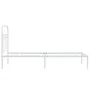 Metal bed frame with white headboard 75x190 cm by , Beds and slatted bases - Ref: Foro24-376639, Price: 60,06 €, Discount: %