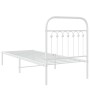 Estructura de cama de metal con cabecero blanco 75x190 cm de , Camas y somieres - Ref: Foro24-376639, Precio: 60,80 €, Descue...