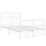 Metal bed frame with white headboard and footboard 120x190 cm by , Beds and slatted bases - Ref: Foro24-376664, Price: 113,68...