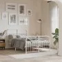 Metal bed frame with white headboard and footboard 120x190 cm by , Beds and slatted bases - Ref: Foro24-376664, Price: 113,68...