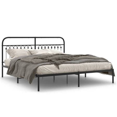 Estructura de cama con cabecero metal negro 183x213 cm de , Camas y somieres - Ref: Foro24-376605, Precio: 134,79 €, Descuent...