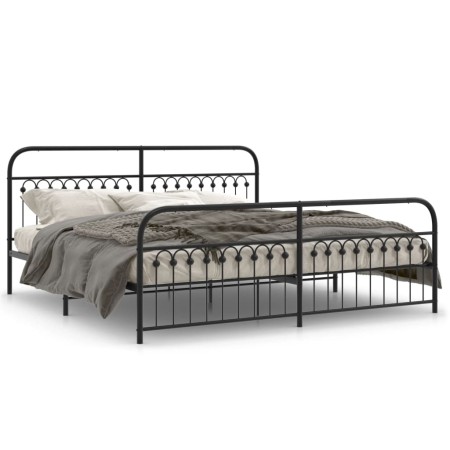 Estructura de cama cabecero y estribo metal negro 193x203 cm de , Camas y somieres - Ref: Foro24-376624, Precio: 167,92 €, De...