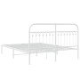 Estructura de cama de metal con cabecero blanca 150x200 cm de , Camas y somieres - Ref: Foro24-376651, Precio: 125,19 €, Desc...