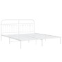 Estructura de cama de metal con cabecero blanco 183x203 cm de , Camas y somieres - Ref: Foro24-376653, Precio: 108,34 €, Desc...