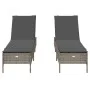 Tumbonas con cojines 2 unidades ratán sintético gris de , Tumbonas - Ref: Foro24-3261589, Precio: 282,17 €, Descuento: %