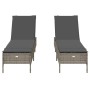 Tumbonas con cojines 2 unidades ratán sintético gris de , Tumbonas - Ref: Foro24-3261589, Precio: 285,55 €, Descuento: %