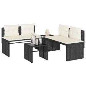 Juego de sofás jardín 4 pzas con cojines ratán sintético negro de , Conjuntos de jardín - Ref: Foro24-4003878, Precio: 277,56...