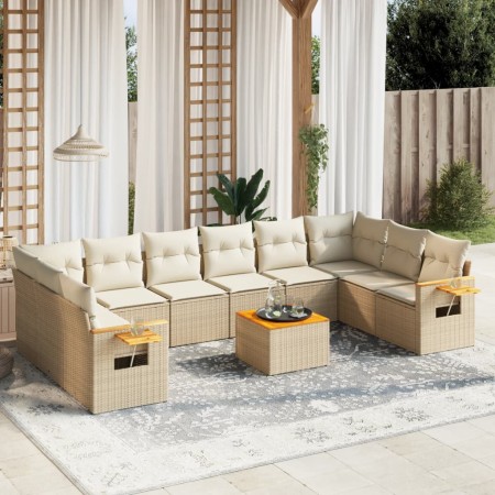 Set de sofás de jardín 11pzas con cojines ratán sintético beige en Conjuntos de jardín | Comprar online en Foru.es