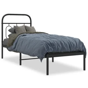 Estructura de cama con cabecero metal negro 75x190 cm de , Camas y somieres - Ref: Foro24-377107, Precio: 60,51 €, Descuento: %