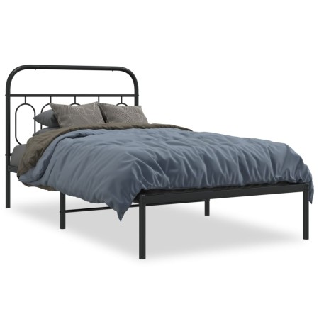 Estructura de cama con cabecero metal negro 100x190 cm de , Camas y somieres - Ref: Foro24-377111, Precio: 66,13 €, Descuento: %