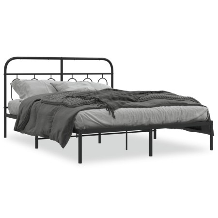 Estructura de cama con cabecero metal negro 140x200 cm de , Camas y somieres - Ref: Foro24-377118, Precio: 112,77 €, Descuent...