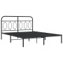 Estructura de cama con cabecero metal negro 140x200 cm de , Camas y somieres - Ref: Foro24-377118, Precio: 112,77 €, Descuent...