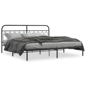 Estructura de cama con cabecero metal negro 200x200 cm de , Camas y somieres - Ref: Foro24-377124, Precio: 138,10 €, Descuent...