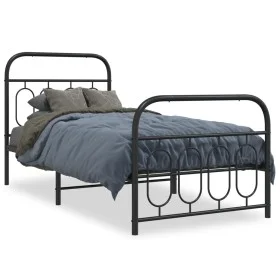 Estructura de cama con cabecero y estribo metal negro 80x200 cm de , Camas y somieres - Ref: Foro24-377126, Precio: 81,07 €, ...