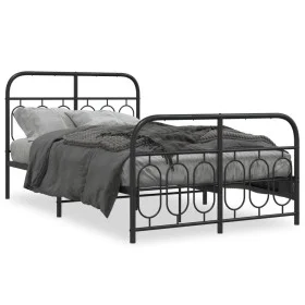 Estructura de cama con cabecero y pie metal negro 120x190 cm de , Camas y somieres - Ref: Foro24-377132, Precio: 125,71 €, De...