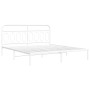 Estructura de cama de metal con cabecero blanco 193x203 cm de , Camas y somieres - Ref: Foro24-377172, Precio: 112,36 €, Desc...