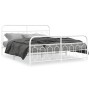 Estructura cama metal con cabecero y estribo blanco 160x200 cm de , Camas y somieres - Ref: Foro24-377187, Precio: 125,94 €, ...