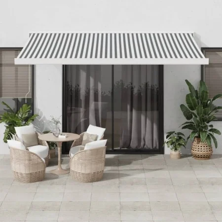 Toldo retráctil aluminio y tela gris antracita y blanco 4x3 m de , Toldos - Ref: Foro24-3216125, Precio: 908,90 €, Descuento: %