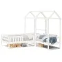 Set de cama y banco con techo madera de pino blanco 100x200 cm de , Camas y somieres - Ref: Foro24-3282172, Precio: 333,83 €,...