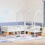 Set de cama y banco con techo madera de pino blanco 100x200 cm de , Camas y somieres - Ref: Foro24-3282172, Precio: 333,83 €,...