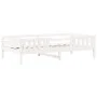 Set de cama y banco con techo madera de pino blanco 100x200 cm de , Camas y somieres - Ref: Foro24-3282172, Precio: 333,83 €,...