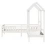 Set de cama y banco con techo madera de pino blanco 100x200 cm de , Camas y somieres - Ref: Foro24-3282172, Precio: 333,83 €,...