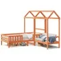 Set de cama y banco con techo madera pino marrón cera 75x190 cm de , Camas y somieres - Ref: Foro24-3282185, Precio: 307,53 €...