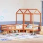 Set de cama y banco con techo madera pino marrón cera 75x190 cm de , Camas y somieres - Ref: Foro24-3282185, Precio: 307,53 €...