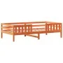 Set de cama y banco con techo madera pino marrón cera 75x190 cm de , Camas y somieres - Ref: Foro24-3282185, Precio: 307,53 €...