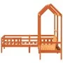 Set de cama y banco con techo madera pino marrón cera 75x190 cm de , Camas y somieres - Ref: Foro24-3282185, Precio: 307,53 €...