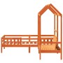 Set de cama y banco con techo madera pino marrón cera 75x190 cm de , Camas y somieres - Ref: Foro24-3282185, Precio: 311,49 €...