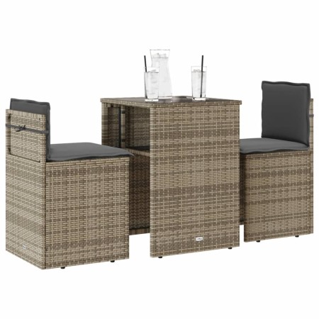Sillas y mesita de jardín con cojines 3 piezas ratán PE gris de , Conjuntos de jardín - Ref: Foro24-4003871, Precio: 195,64 €...