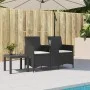 Sofá jardín de 2 plazas con mesa y cojín ratán sintético negro de , Sofás de exterior - Ref: Foro24-4003884, Precio: 154,23 €...