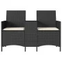Sofá jardín de 2 plazas con mesa y cojín ratán sintético negro de , Sofás de exterior - Ref: Foro24-4003884, Precio: 154,23 €...