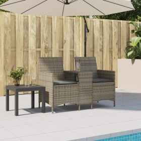 Sofá de jardín 2 plazas con mesa y cojines ratán PE gris de , Sofás de exterior - Ref: Foro24-4003886, Precio: 144,17 €, Desc...
