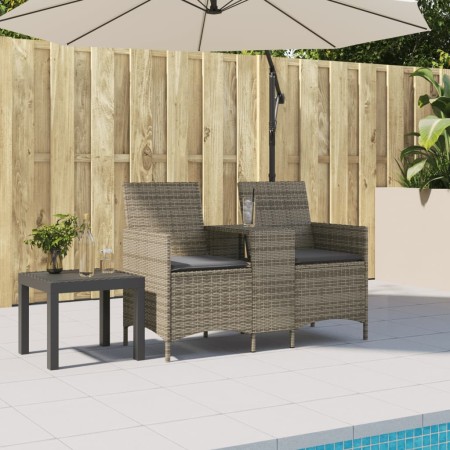 Sofá de jardín 2 plazas con mesa y cojines ratán PE gris de , Sofás de exterior - Ref: Foro24-4003886, Precio: 144,17 €, Desc...