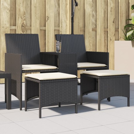 Sofá de jardín 2 plazas con mesa y taburetes ratán PE negro de , Sofás de exterior - Ref: Foro24-4003890, Precio: 187,49 €, D...