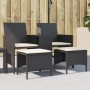 Sofá de jardín 2 plazas con mesa y taburetes ratán PE negro de , Sofás de exterior - Ref: Foro24-4003890, Precio: 187,49 €, D...