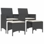 Sofá de jardín 2 plazas con mesa y taburetes ratán PE negro de , Sofás de exterior - Ref: Foro24-4003890, Precio: 187,49 €, D...