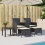 Sofá de jardín 2 plazas con mesa y taburetes ratán PE negro de , Sofás de exterior - Ref: Foro24-4003890, Precio: 187,49 €, D...