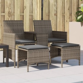Sofá de jardín 2 plazas con mesa y taburetes ratán PE gris de , Sofás de exterior - Ref: Foro24-4003892, Precio: 180,29 €, De...